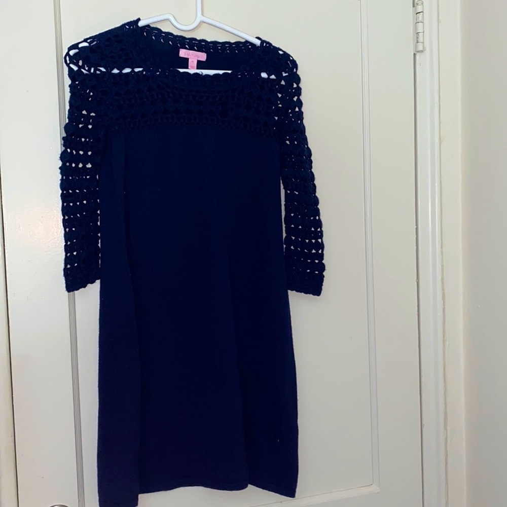 lilly pulitzer navy merino wool dress size: M fits like S